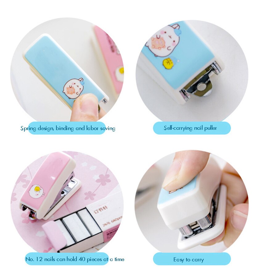 1 Set Mini Stapler with 640 Staples, Desk Stapler, 15-25 Pages Capacity, Built-in Staple Remover, Spring Effort Saving Stapler