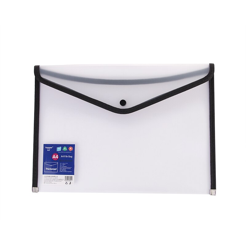 File folder A4 storage bag transparent pocket PP file bag originality folder school office stationery support zipper bag pvc bag: black