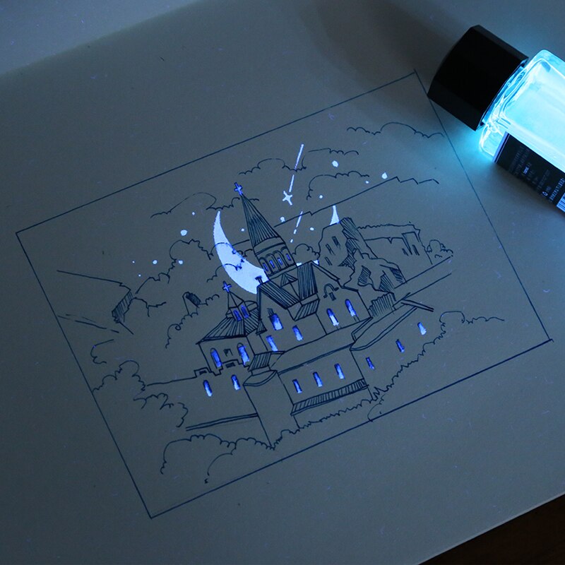 Tinta colorida creativa del faro, tinta Invisible, tinta mágica de cristal, pluma sumergida en agua, tinta de cielo estrellado, Isible bajo luz UV