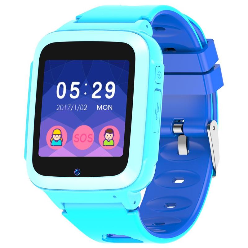 Waterdichte Kinderen Slimme Horloge SOS Antil-verloren Smartwatch Baby IP Kaart Klok Oproep Locatie Tracker Smartwatch PK: Blauw