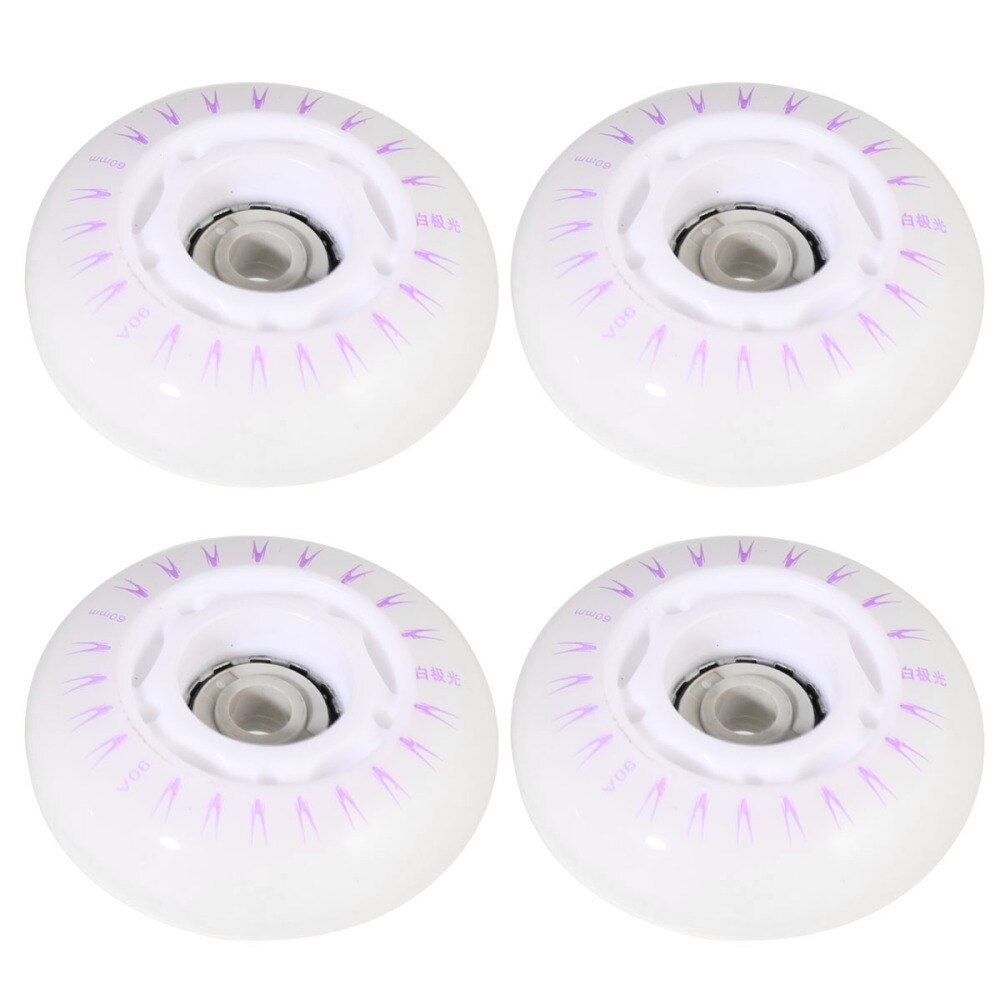 4 Uds patines de hielo ruedas luminosas PU ruedas intermitentes hermosas patines de hielo decorativos ruedas luminosas (luz colorida 60mm, sin