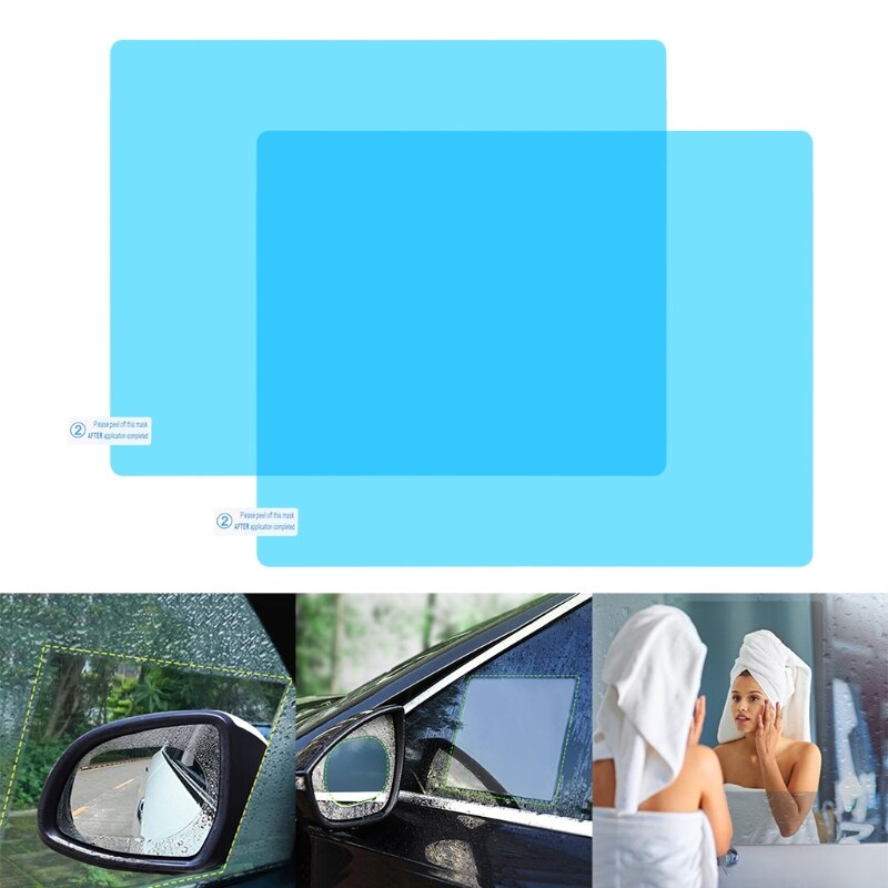 2 Stck Auto Seite Fenster Spiegel Regendicht Film Anti-Nebel Klar Schutz Aufkleber Y4UA