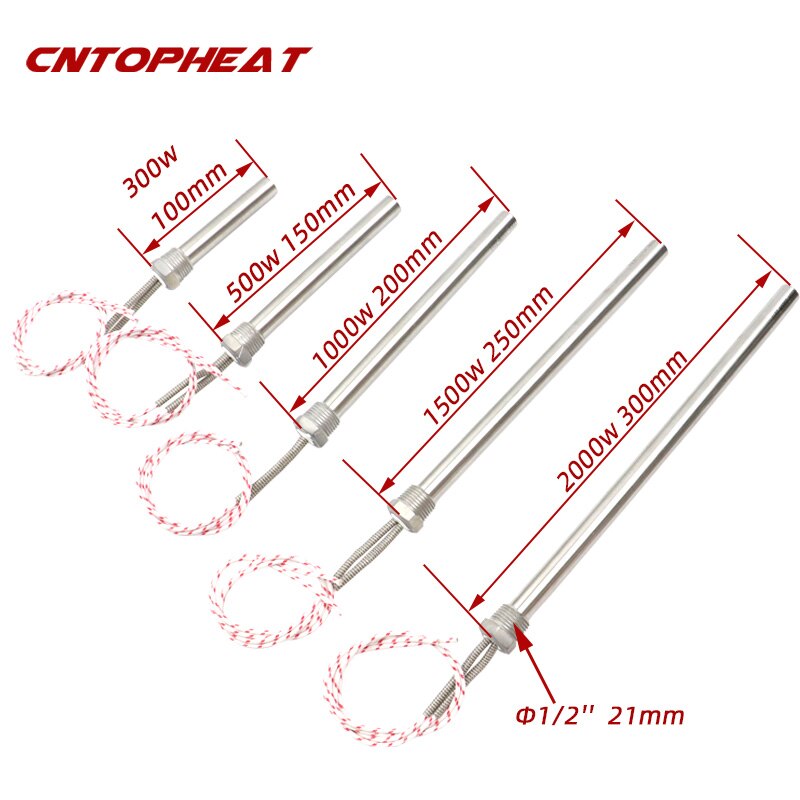 Cartridge Heater 220V Cilindrische 21Mm Draad 500W Elektrische Onderdompeling Water Verwarmingselement