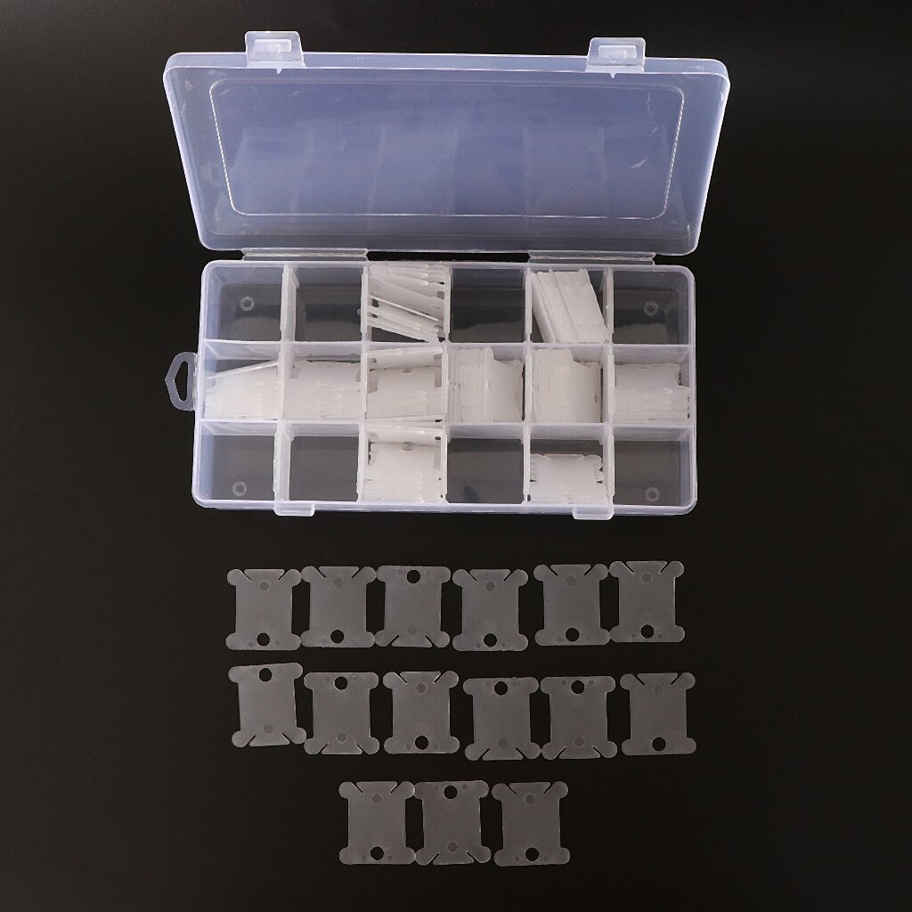 18 Compartments Embroidery Floss Organizer Box With 120pcs Plastic Floss Bobbins For Stitch