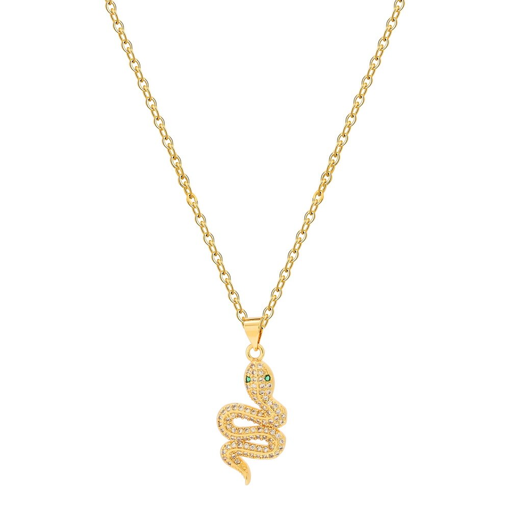 Rainbow CZ snake Gold Necklace For Women Zirconia snake Pendant Long adjustable Chain women's Necklace Charm Jewelry: snake 6