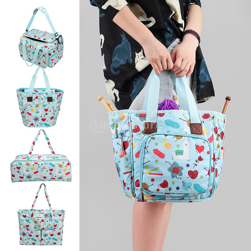 Bolso de Punto ligero con cremallera, bolsa de hombro con aguja de ganchillo, caja de hilo, accesorios de costura, organizador de almacenamiento, bolso de ganchillo