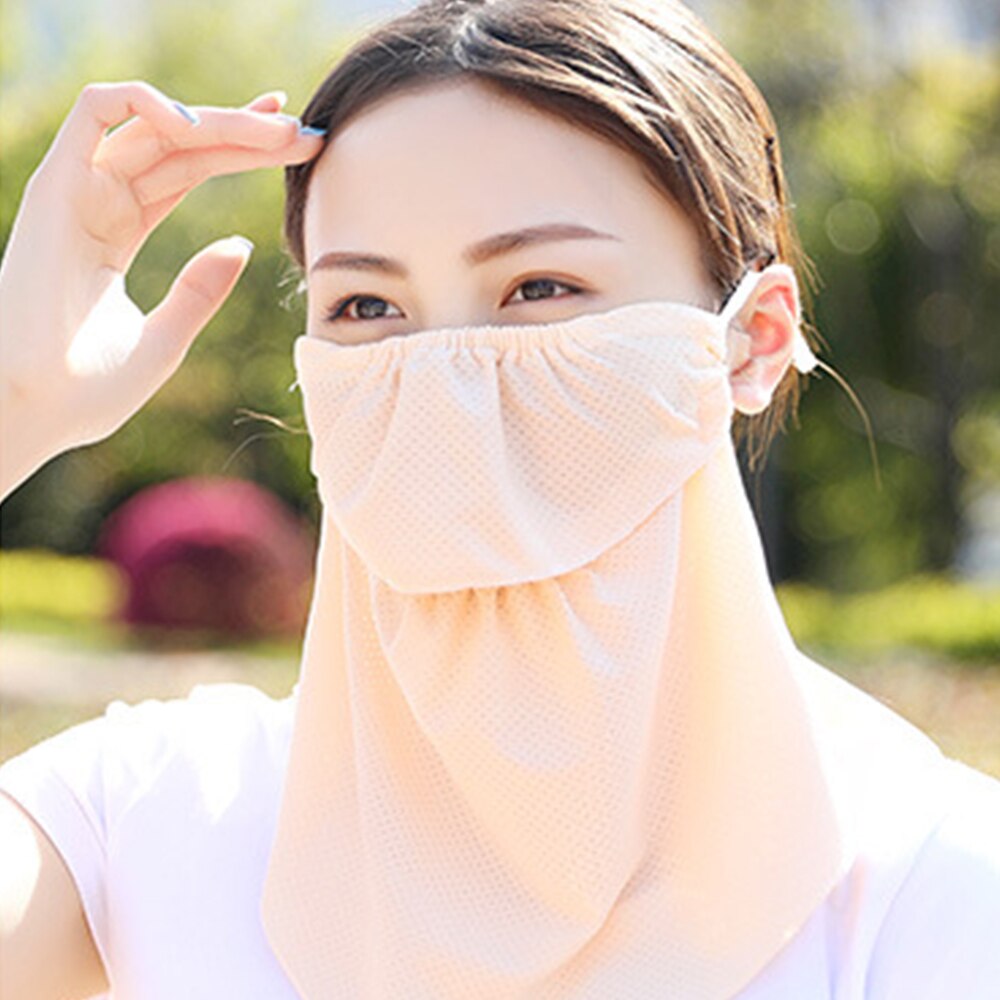 Bufanda de protección solar transpirable, protección UV, a prueba de polvo, para el cuello, Verano: beige