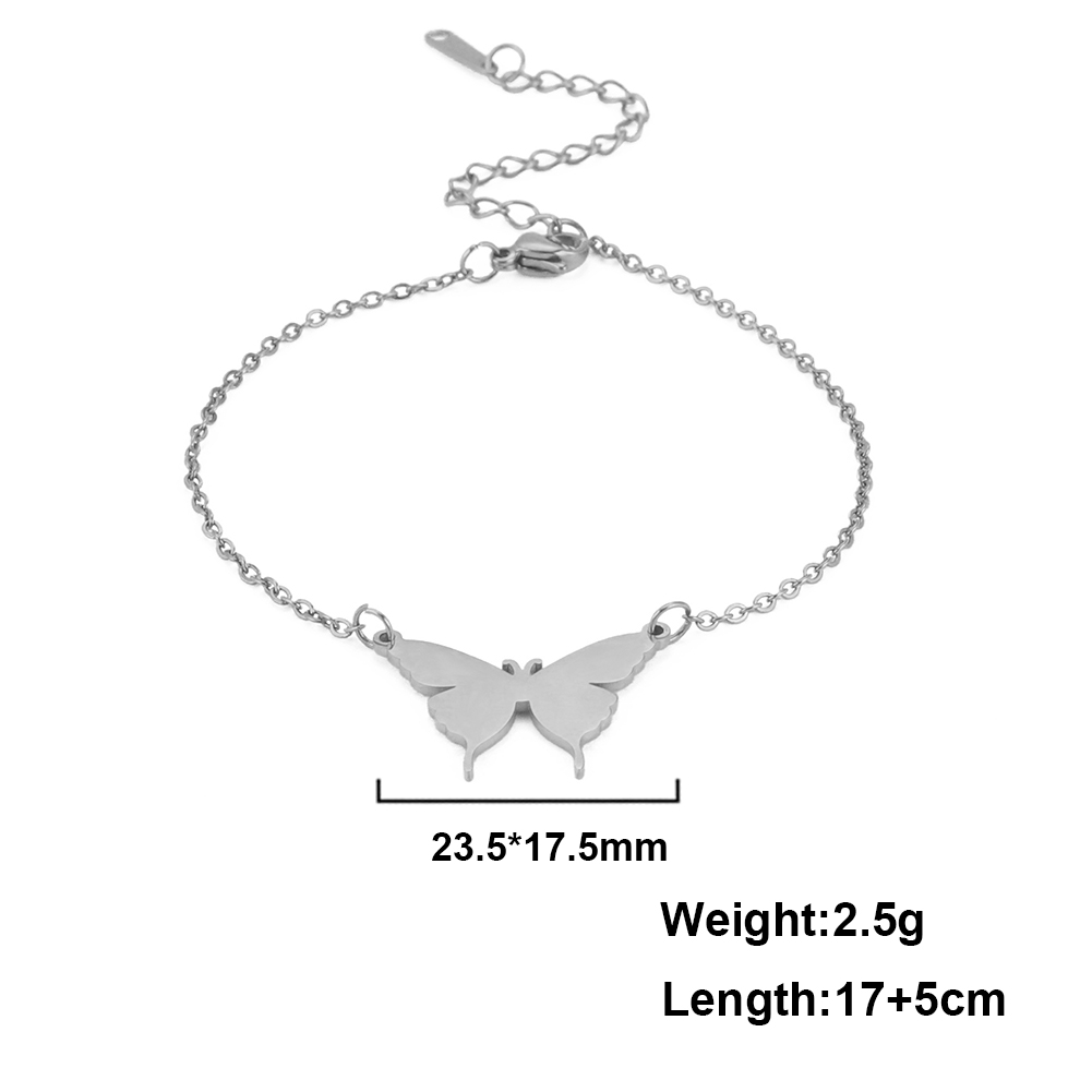 Vrouwen Verstelbare Armband Vlinder Hanger Armband Roestvrij Staal Voor Vrouwen Mode-sieraden Bruidsmeisje: Reddish Brown