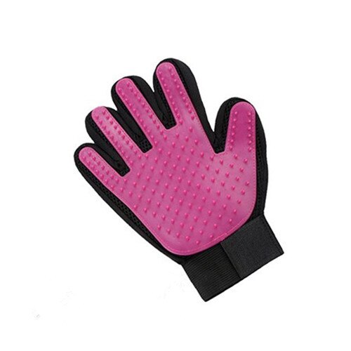 Guantes de goma para mascotas, guante de Aseo para perros y gatos, removedor de pelo de animales, cepillo rascador para masaje de peinado: Left Hand / Pink