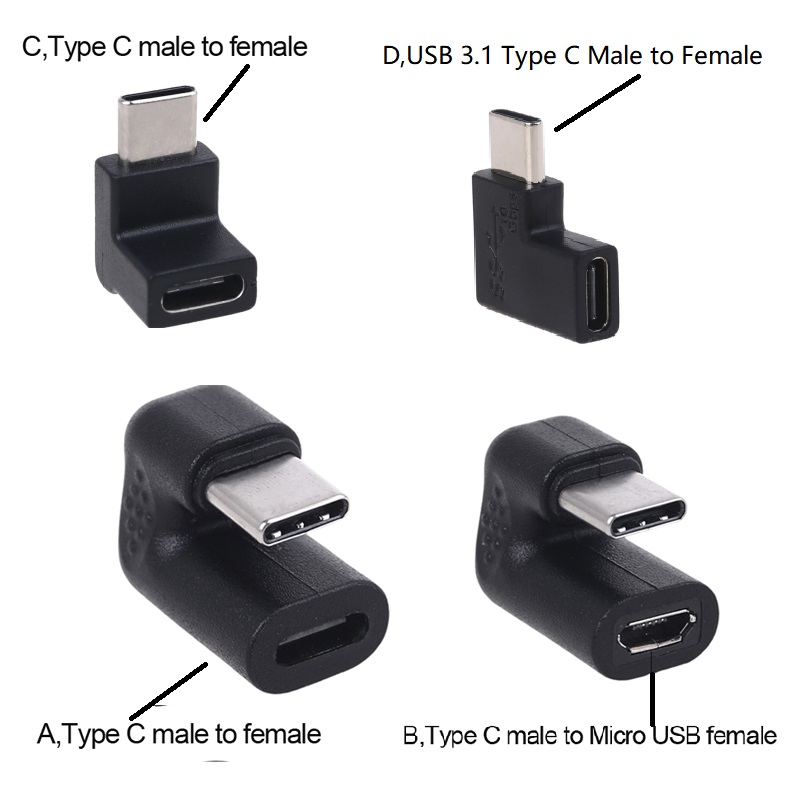 Rät vinkel 90 grader usb 3.1 typ c hane till hona usb c konverteradapter för mobiltelefon surfplatta laptop usb c laddare  x6hb