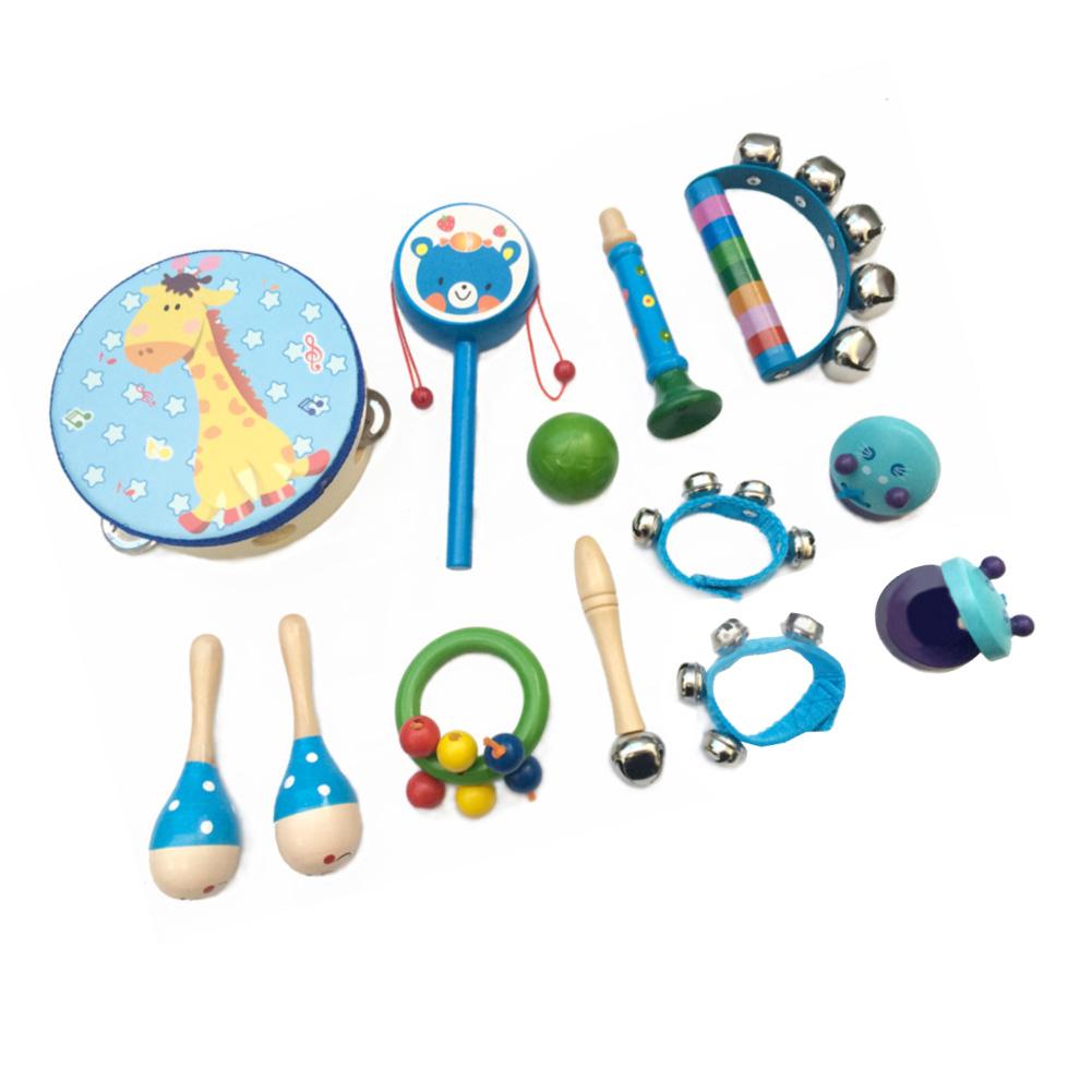 Giocattolo educativo durevole leggero per bambini 13 pz/set Kid strumento musicale a percussione aiuto didattico giocattolo educativo: Blu