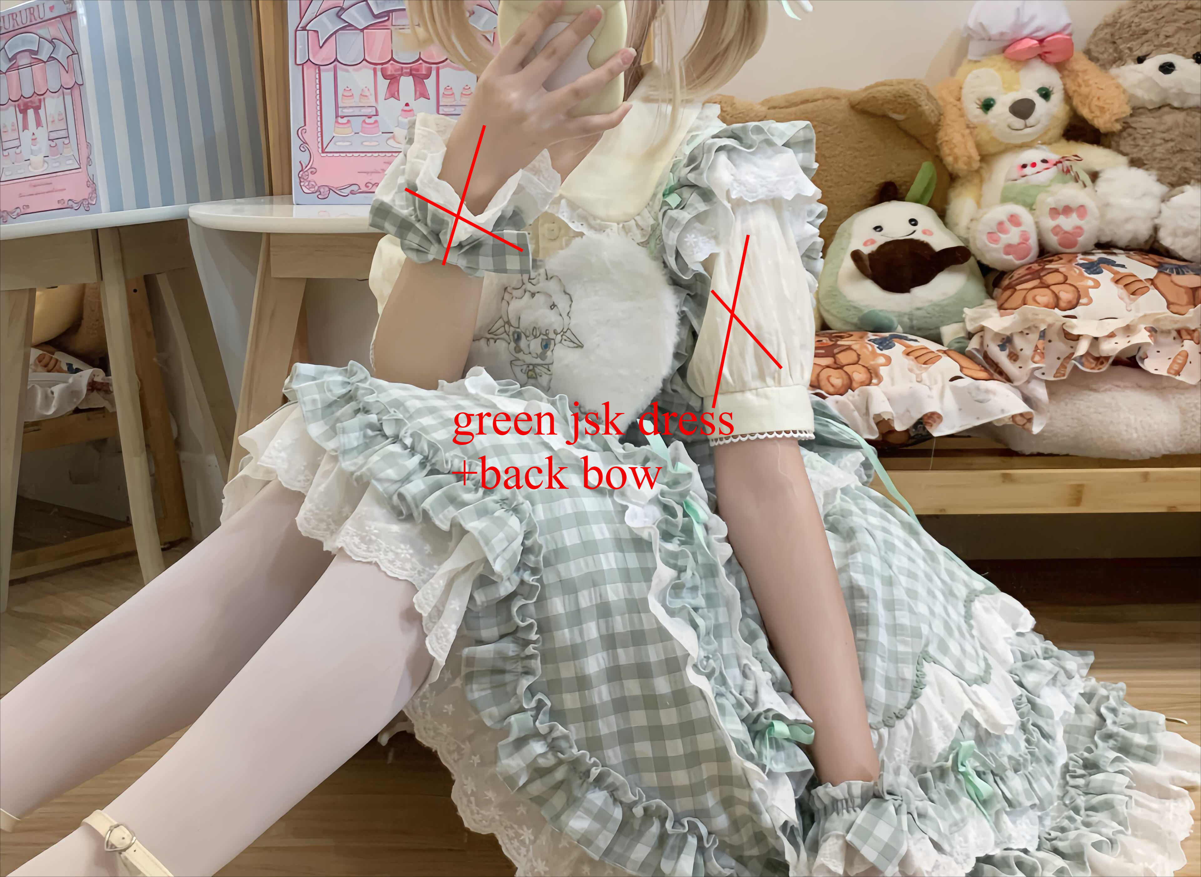 Lolita-stil sød jsk selekjole efterårs sød pige blondesyning ærmeløse kawaii kjoler til kvinder
