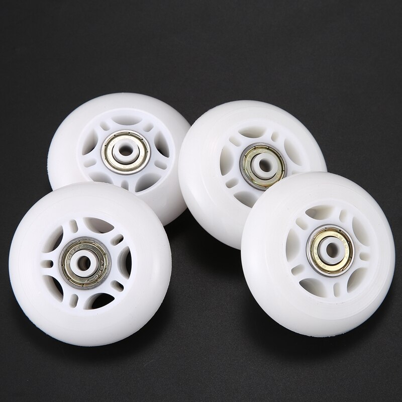 4 Pack Inline Skate Wheels Beginner&#39;s Roller Blades Replacement Wheel with Bearings 70mm White