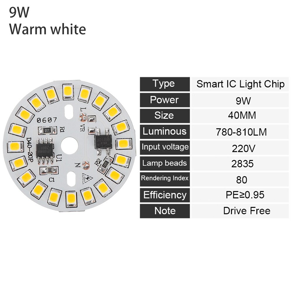 Home DIY LED Bulb Lamp AC220V Input Smart IC LED Bean LED Chip For Bulb Light SMD Light Chip Warm White 15W 12W 9W 7W 5W 3W: 9W warm white