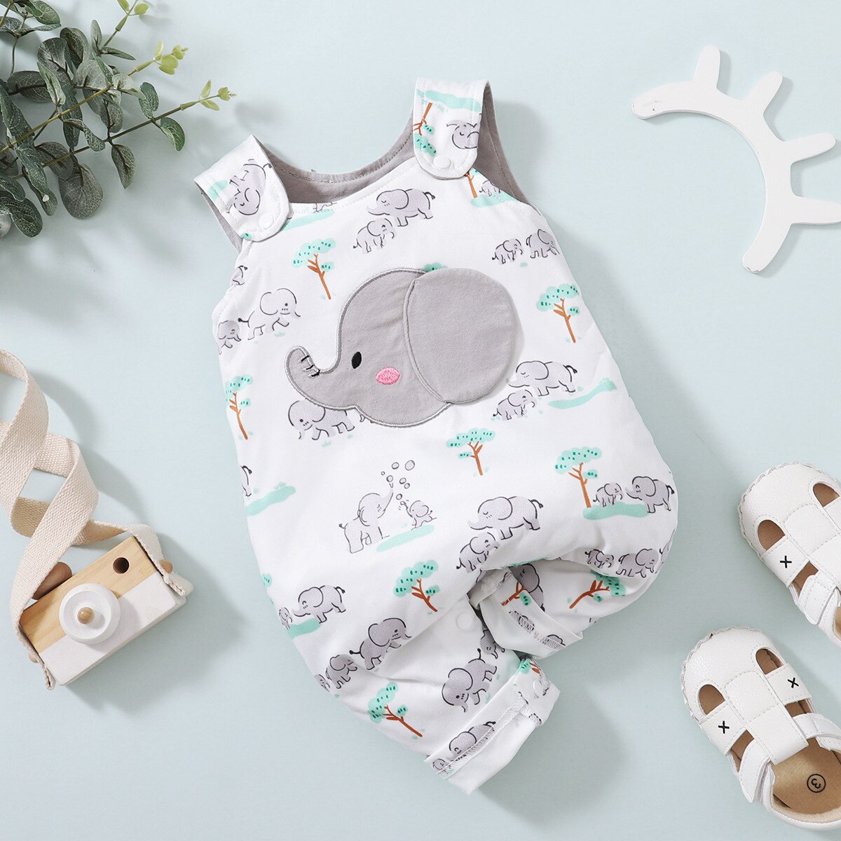 Unisex Baby Leuke Romper Cartoon Dier Patroon 2022 Mode Jarretel Jumpsuit Voor 0-18 Maanden Jongen Meisje Baby Peuter kleding: elephant / 3M