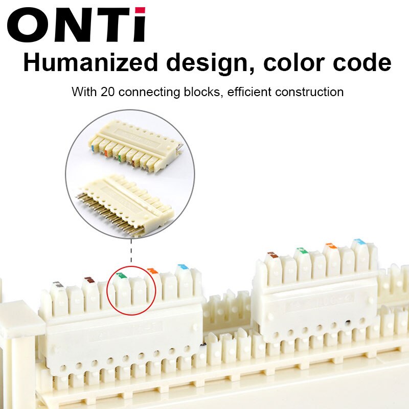 ONTi 19&quot; Cabinet Rack 100pairs Telephone Module 110 Distribution Frame RJ11 Voice 4C 2C Cable 110 Telephone Patch Panel