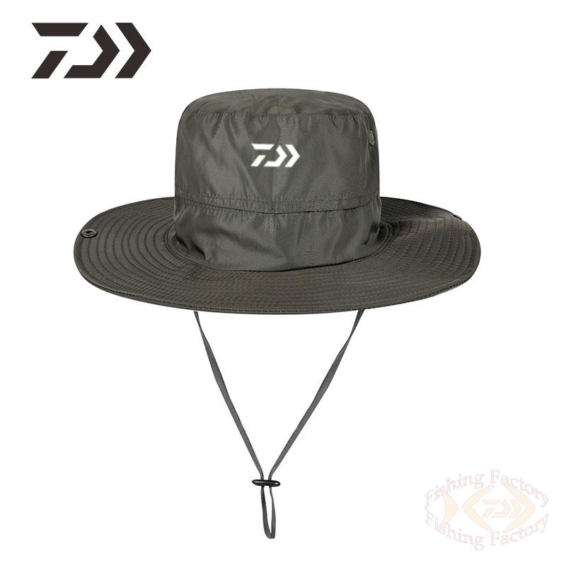 Daiwa Unisex Fishing Caps Bucket Hat Outdoor Uv Protection Adjustable Breathable Fishing Hats Solid Wide Brim Cap