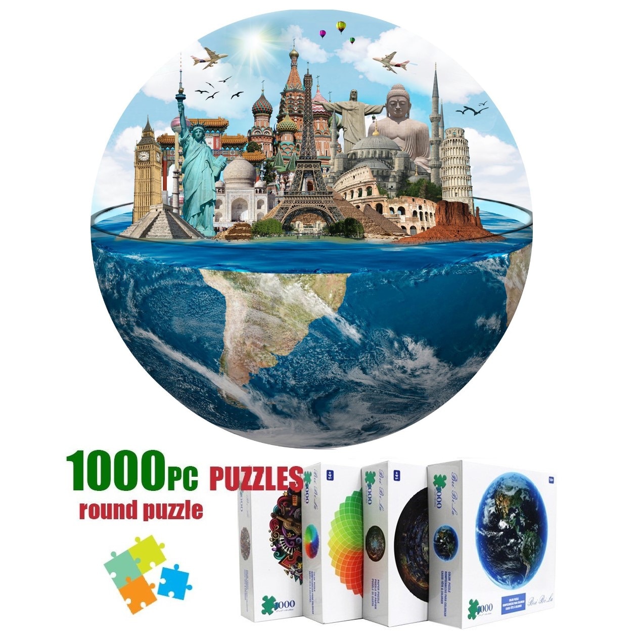 Puzzle rond pour adolescent et adulte, 1000 pièces, entraînement, Patience, Concentration, soulagement de la pression