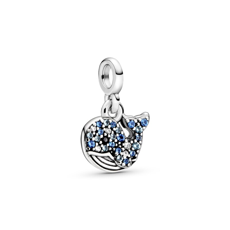 Colgante de flamenco para mujer, de Plata de Ley 925 Charm, colgante de estrella de mar del sol, apto para Pulsera Original de Pan Me, de joyería para mujer: Blue Whale