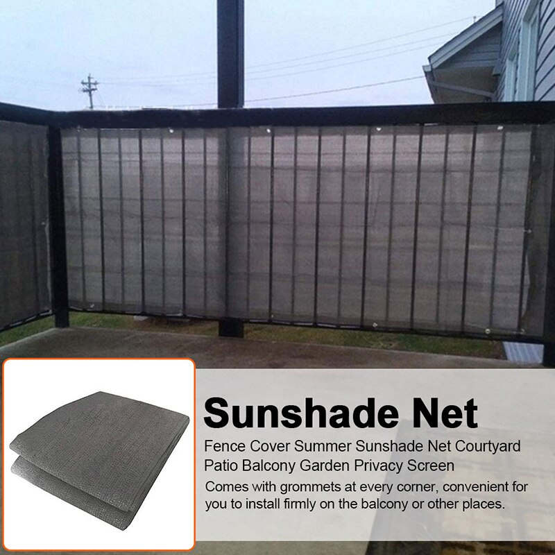 Balcony Safety Net Home Privacy Shade Sail Garden PE Buckle Sunscreen Net Gray Black Color