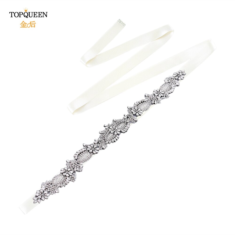 Topqueen  s481 brudekjole bælter og skærper elfenben brudepige kjoler bælte rhinestone beaded bælte brude bælte champagne bælte: Off white