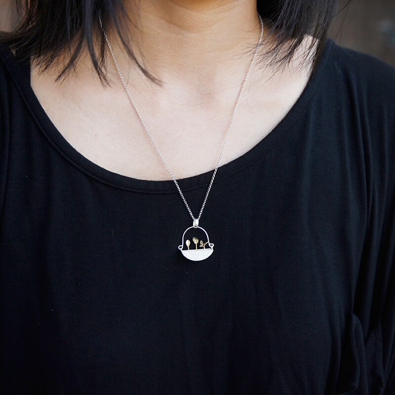 Lotus plezier echt 925 sterling zilver natuurlijke stijl handgemaakte fijne sieraden mijn kleine tuin hanger zonder ketting voor vrouwen