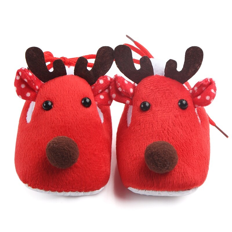 Baby Deer Slipper Toddler First Walkers Baby shoes Deer Prints Round Soft Slippers Shallow Christmas Footwear For Newborns: R