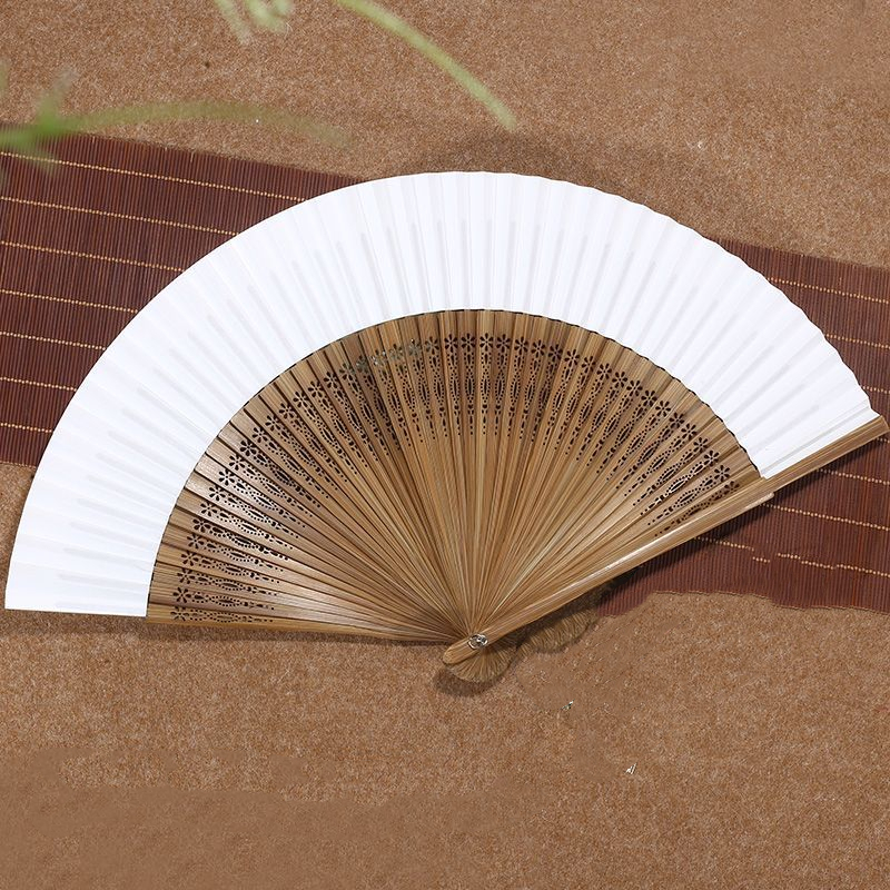 Abanicos de papel de baile, abanicos de mano portátiles Hanfu Bambou, abanico de papel exquisito Para mujeres, Ventilador de bambú clásico, Abanicos Para Boda de verano: Gris claro