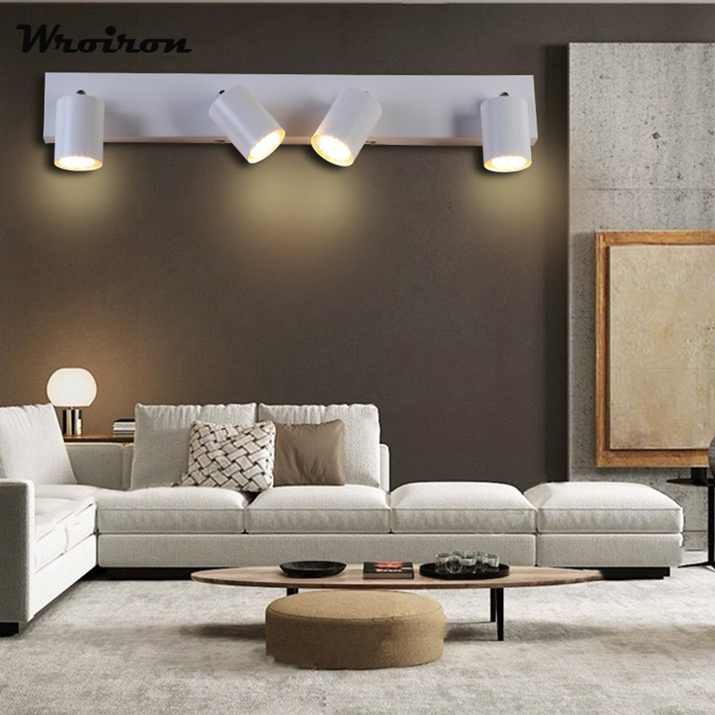 Multi-Head Roterende Black Spotlight Lampen GU10 Metalen Wandlamp Slaapkamer Woonkamer Lamp Veranda Leeslampjes Decoratie