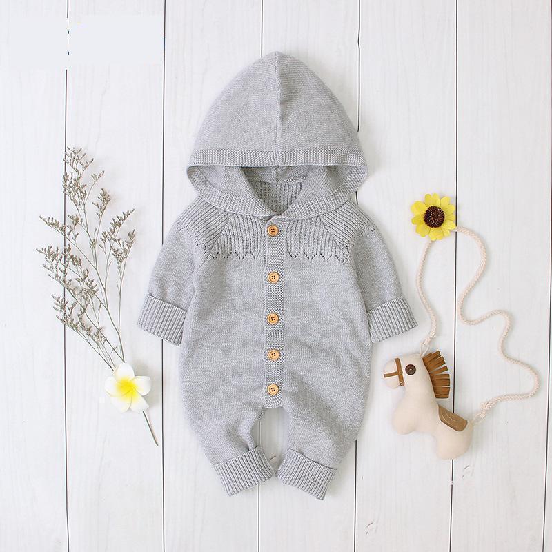 Macacão tubinho manga longa para bebês, roupas de inverno para meninos e meninas, macacão de peça única para recém-nascidos: Grey / 3M-70