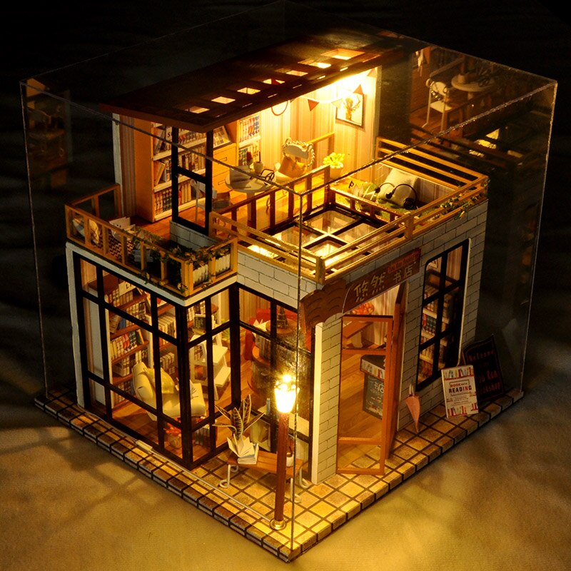 Doll House With Dust Cover - Diy Miniature Doll House