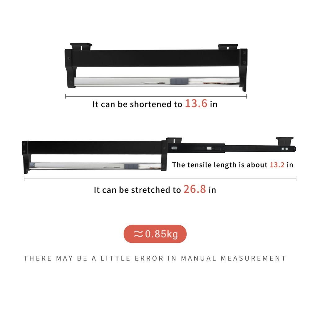 Pull-Out Closet Valet Rod Adjustable Wardrobe Clothing Rail Top Mount Wardrobe Hanger Rack Bar Ball Bearing Slide Heavy Duty: Black 35CM