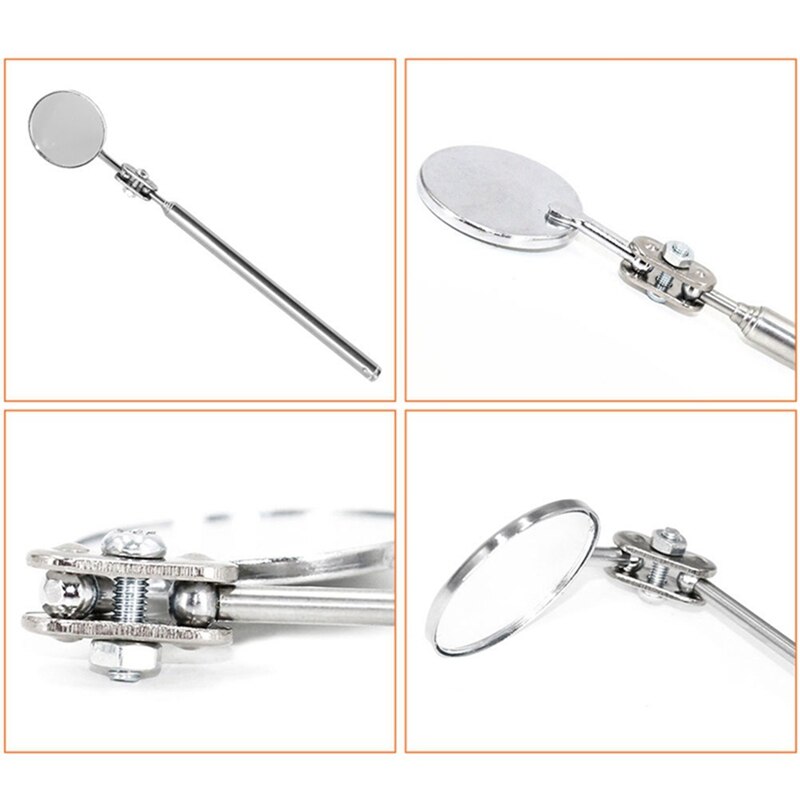 1Pc Auto Telescopische Detectie Lens Inspectie Ronde Spiegel 360 Graden Auto Inspectie Spiegel Repair Tool Rvs