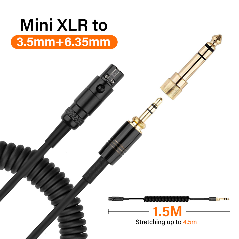 Jack 6.35mm 3.5mm 1/8 to 3-Pin Mini XLR Cable TRS 1/8 Inch Aux Stereo Male to Mini XLR Female Audio Adapter Cable for AKG K550: Default Title