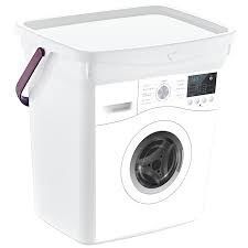 Dispensador de detergente para lavadora, contenedor para almacenamiento de detergente para gatos, caja de hierro para oficina y hogar: Blanco