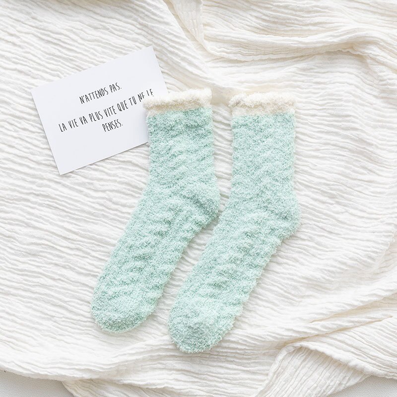 1 Pair of Coral Plush Socks Women's Plush and Thickened Sleeping Terry Socks Autumn and Winter Floor Thickened Warm Socks: 07