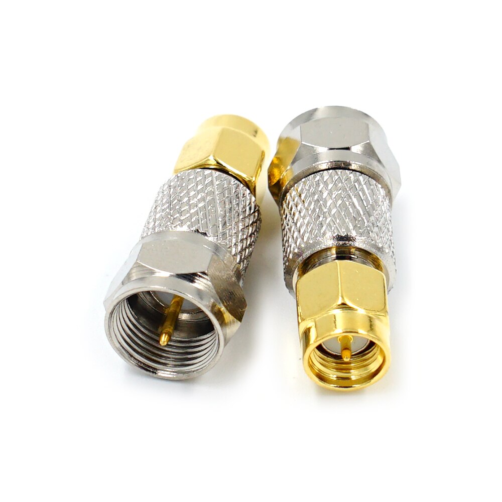 10 Stuks F Type Stekker Naar Sma Stekker Rechte Rf Coax Adapter F Connector Naar Sma Converter Gold tone