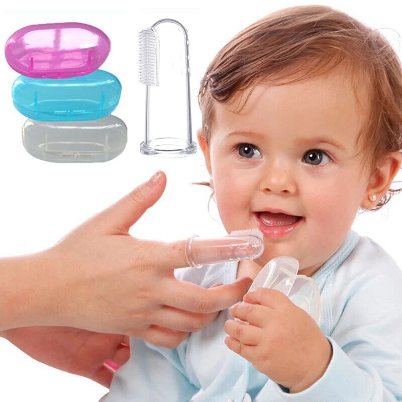 Brosse à dents à doigts pour bébé, avec boîte, Massage transparent, en Silicone souple, en caoutchouc, soins pour bébé