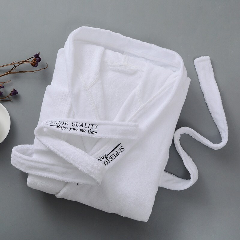 Mit kapuze Männer Bademantel männer Kleid Baumwolle Kimono Kleid Herren Homewear Männlichen Kleid Nachtwäsche Lounges Pyjama Bademäntel Winter Herbst: Weiß mit Kapuze / XXL