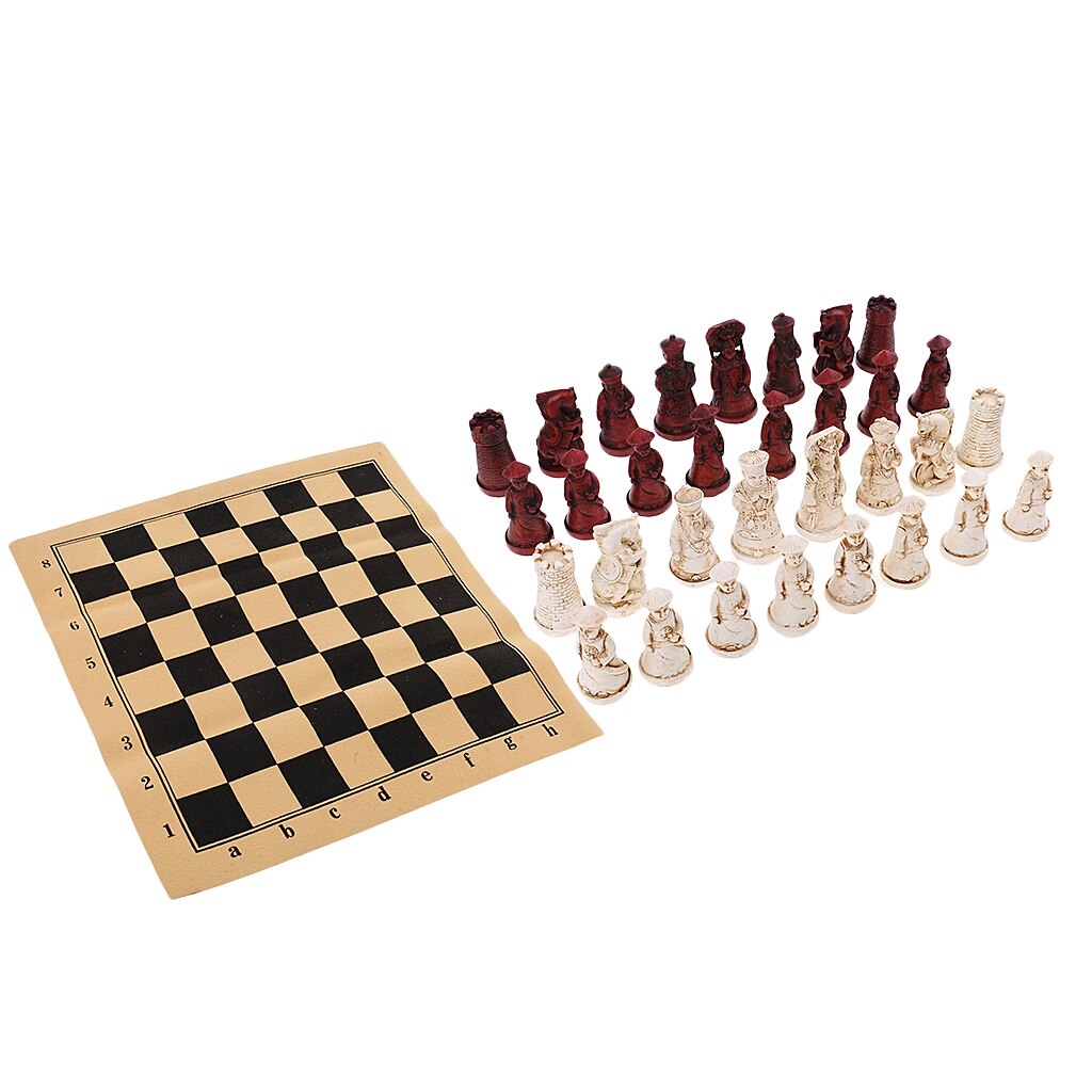 Antique Chess Set Soldiers Chess Pieces Set Collectible