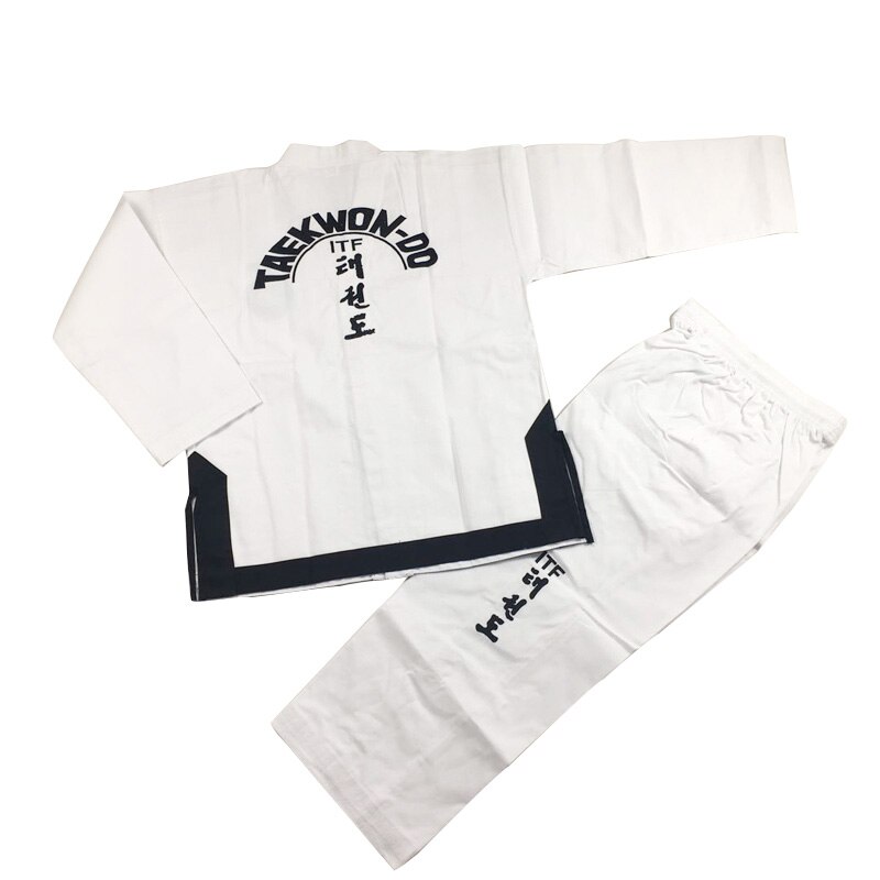 Uniforme estándar de Taekwondo Dobok, uniforme ITF para maestro asistente, exquisito bordado, traje de Taekwondo,
