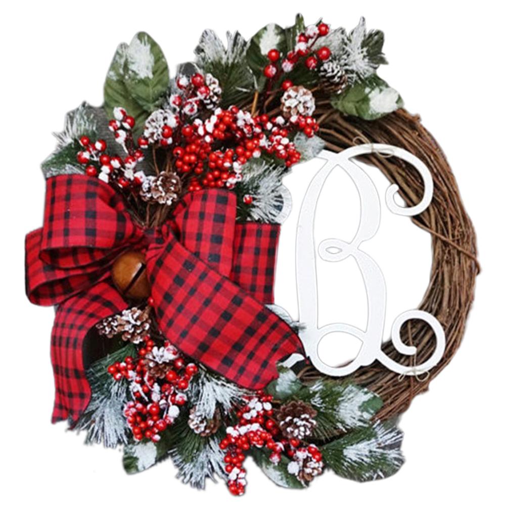 Julkrans ytterdörr hängande krans hemdekorationer kransar konstgjord kransdekoration god jul dekor: D