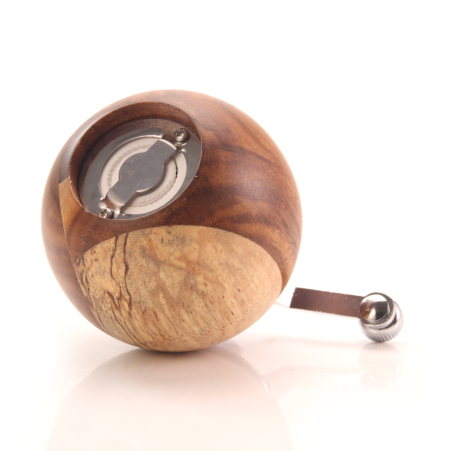 Molinillo de sal y pimienta de madera, molino Manual de sal y pimienta, esférico, agitador con Rotor de cerámica ajustable, herramienta de cocina