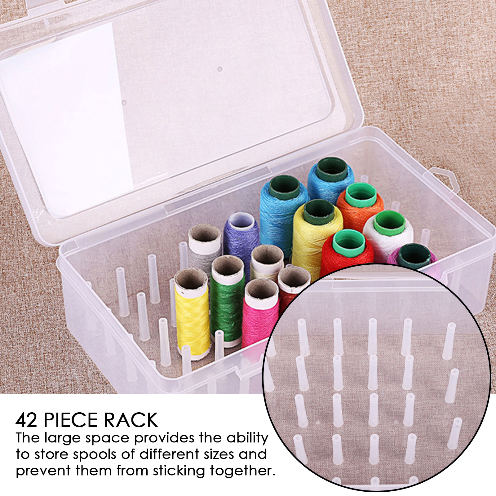 Plastic Large Transparent Wire Box Household Wire Organizing Box Empty Sew Threads Box Sewing Yarn Spools Container Storage Case