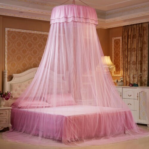 Bed Canopy Hung Mosquito-proof Net Round Top Princess Bed Tent Curtain Foldable Canopy On The Bed Fairy Lace Dossels: H