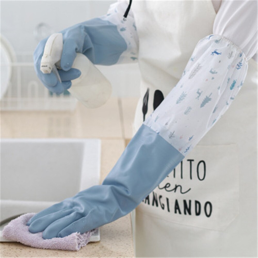 Langærmet vaskeopvaske husholdningsrengøringshandsker køkken vandtætte opvaskhandsker elastikker handsker guanti per la casa
