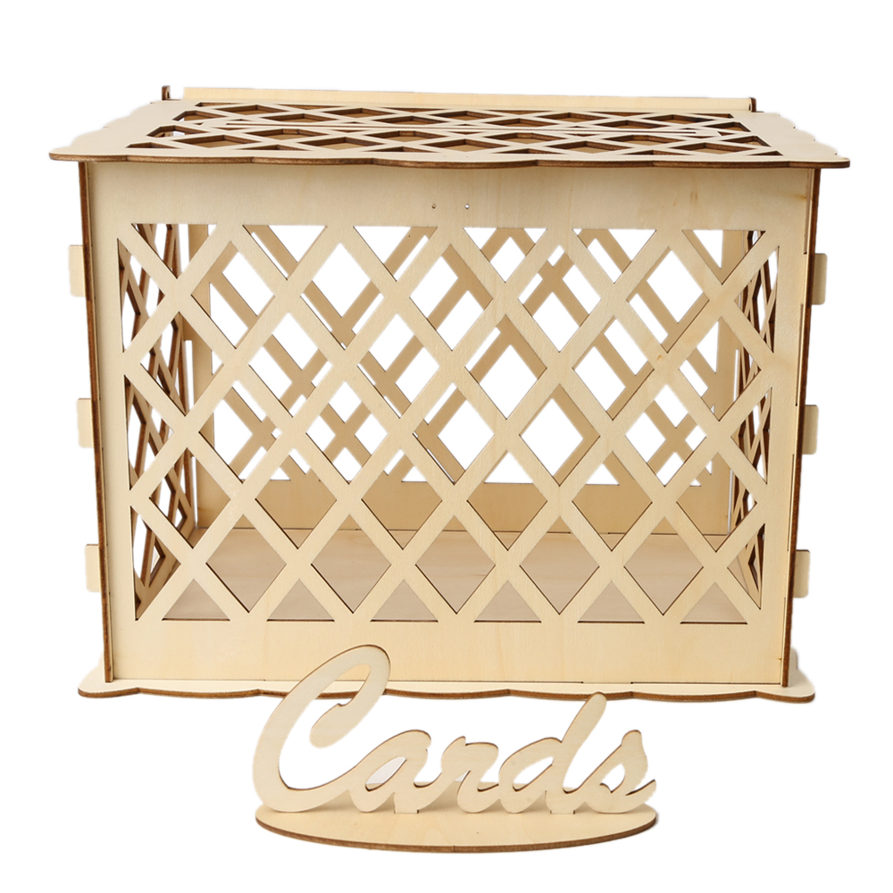 DIY Holz Hochzeit Karte Kasten mit Schloss Karte Zeichen Rustikalen Hohl Karte Halfter Empfang Hochzeitstag Party Dekoration: Stil 9