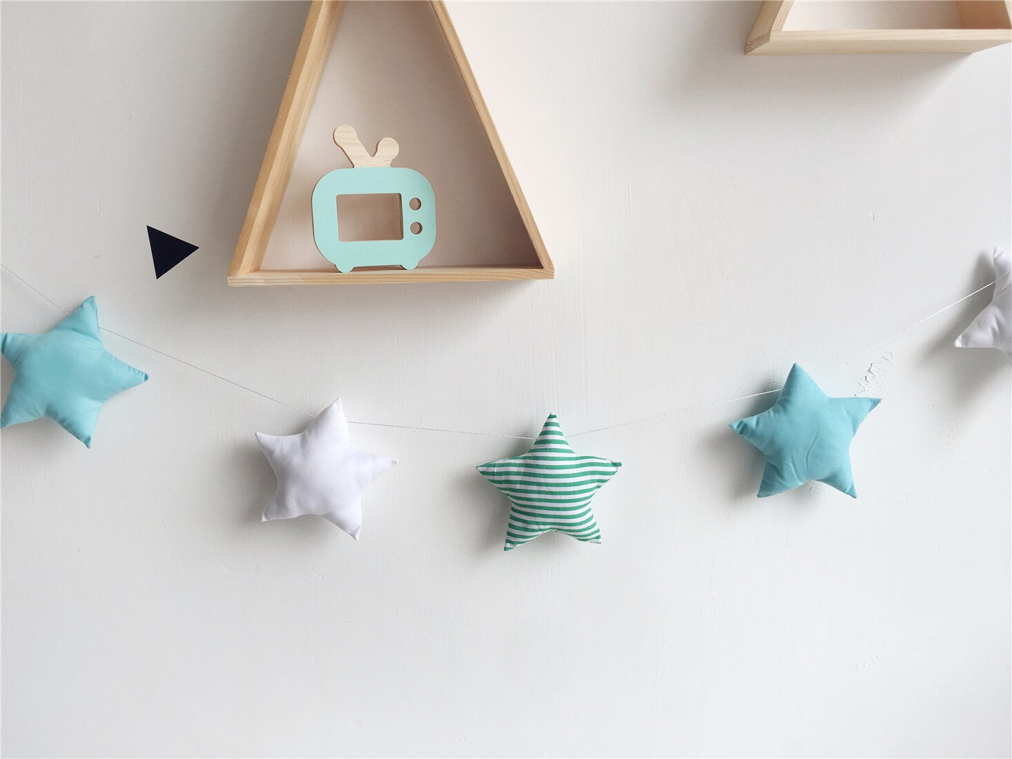 Nordic Baby Room Decoration Handmade Nursery Star Garlands Kids Room Wall Decorations Photography Props Baby Bed Accessories: Green white stripe