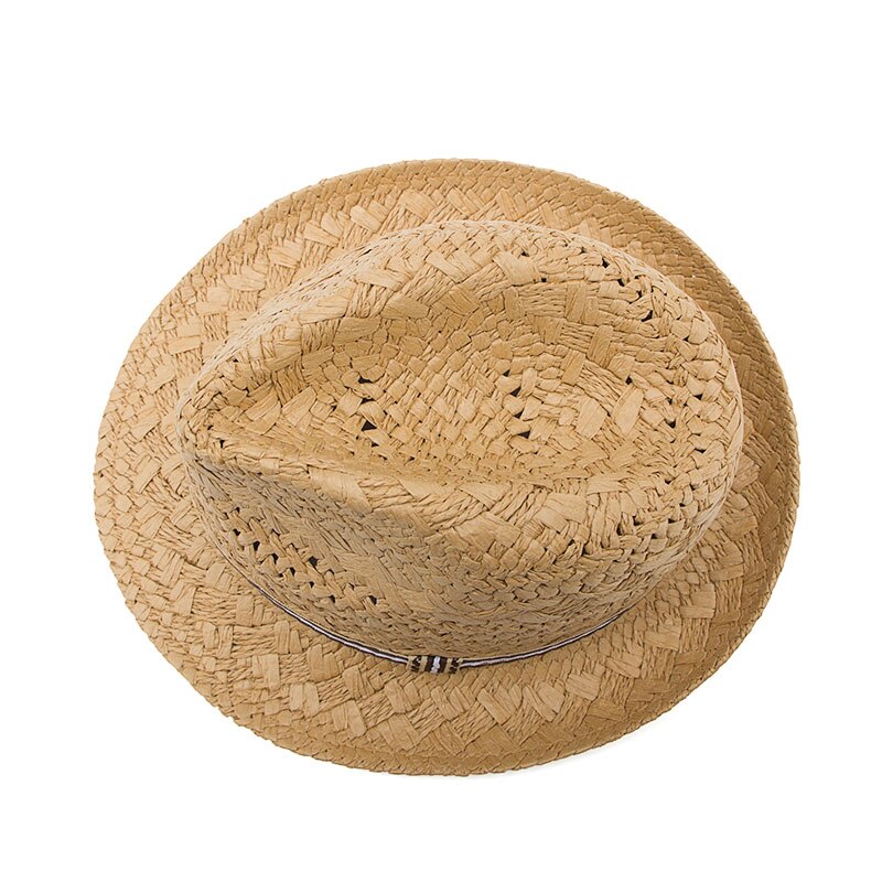 100% Handwork Child Summer straw Sun hat Boy Boho Beach Fedora hat Sunhat Trilby Girl Panama Hat Gangster Cap 25