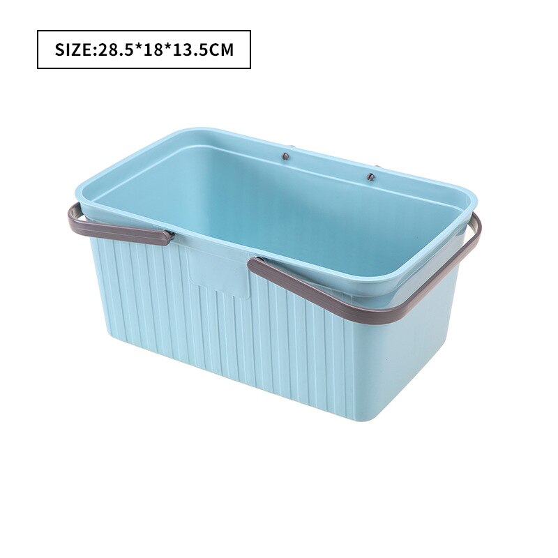 Bærbare badekurvespand med håndtag og huller plastopbevaringskurv til håndsæbe til kropsvask shampoo balsam: Blå